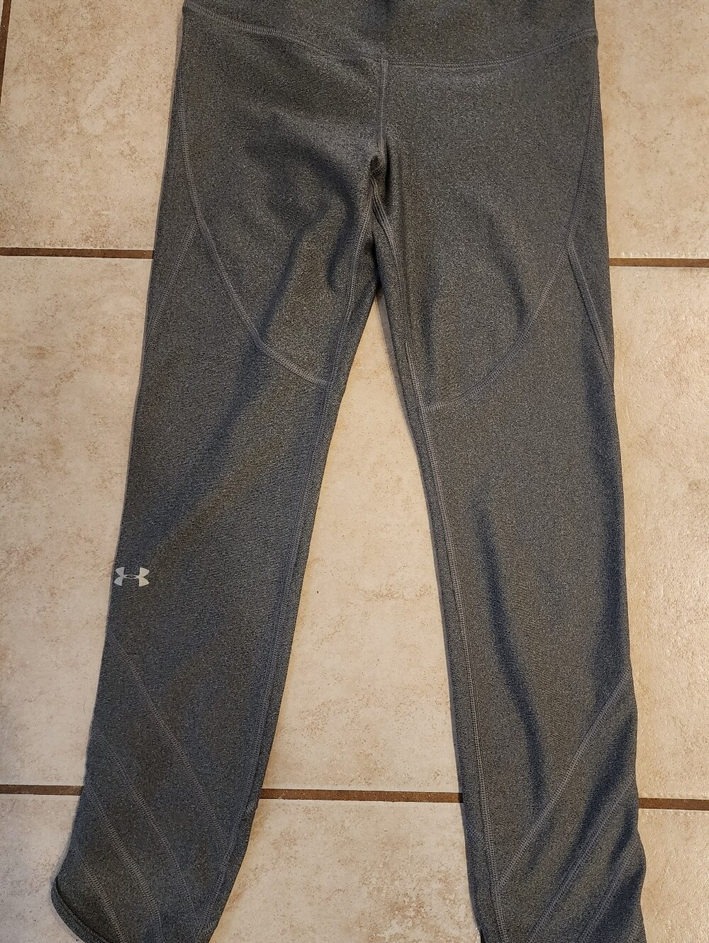 NEW Womens Under Armour Gray Grey Performance Compression Cut Out Leggings Small